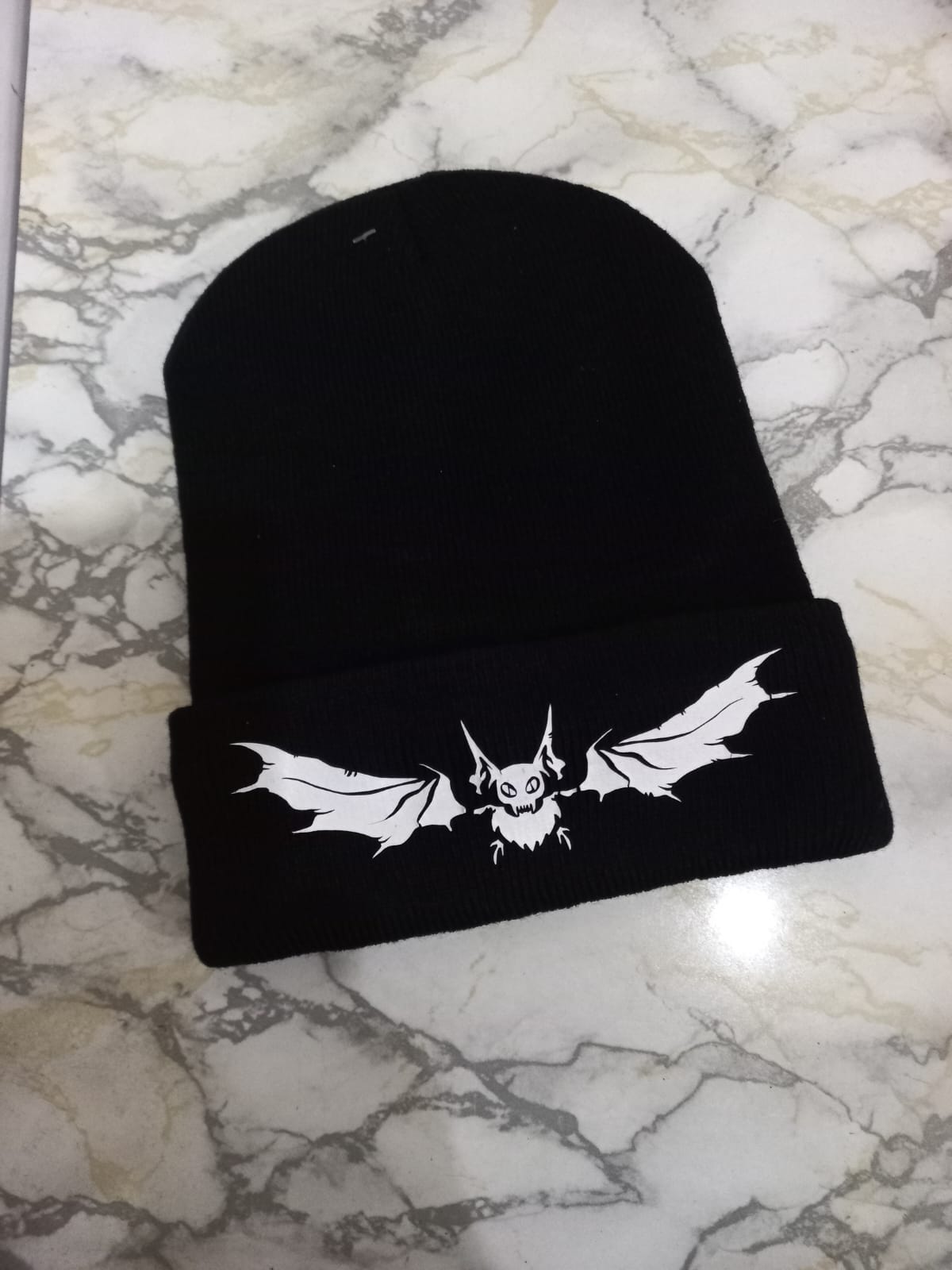 Berretto in Misto Lana con Stampa Pipistrello