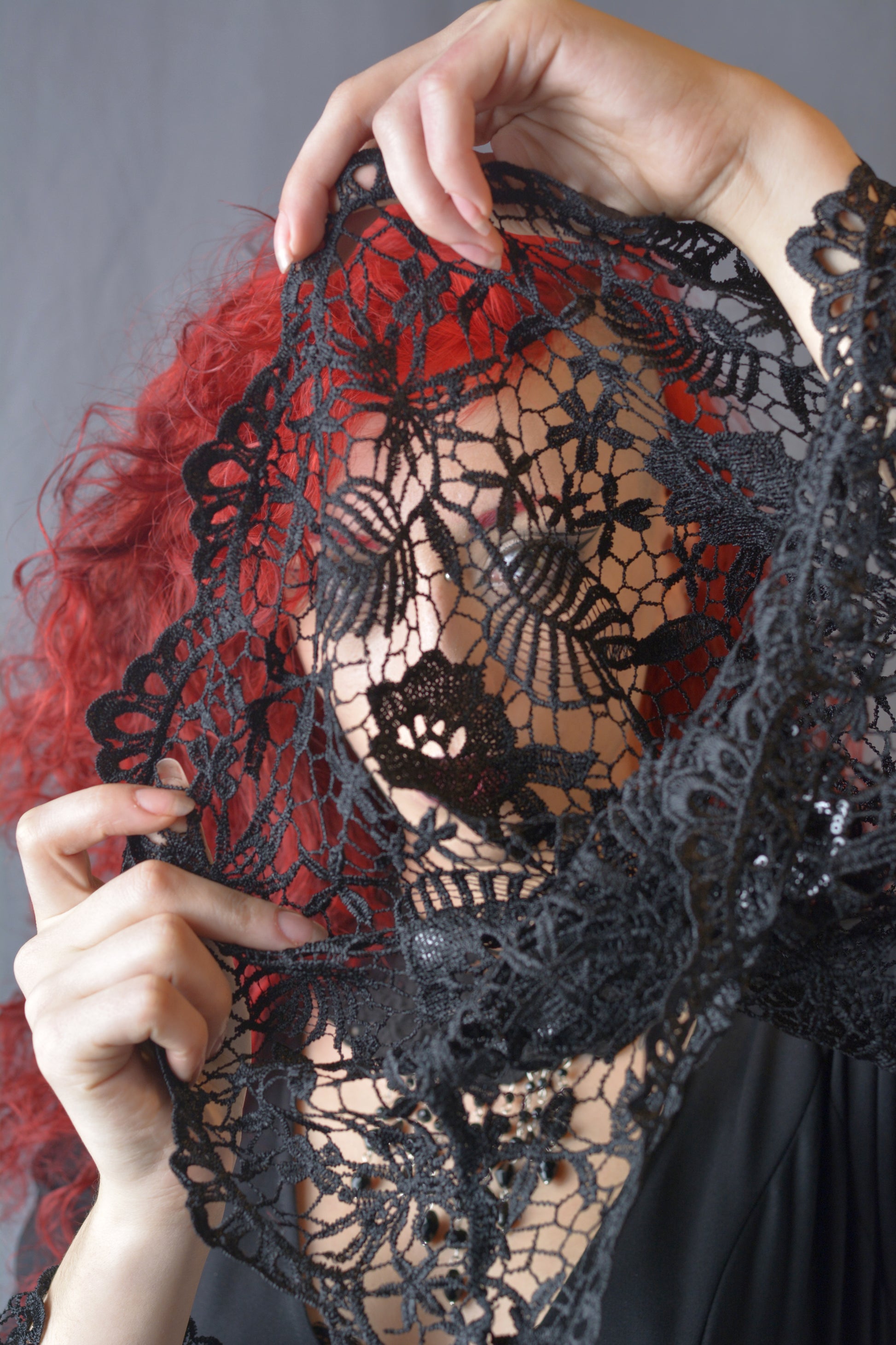 Macramè Vestito In Tulle Lungo Nero Pizzo Macramè Vestito Twin Set