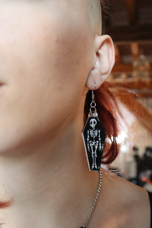 Coffin Earrings in Plexi: Elegant and Nickel-Free Pendants