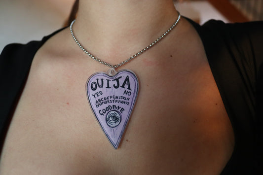 Steel Choker with Plexiglass Ouija Pendant (70 x 45 mm) - Design by PornoBotanica