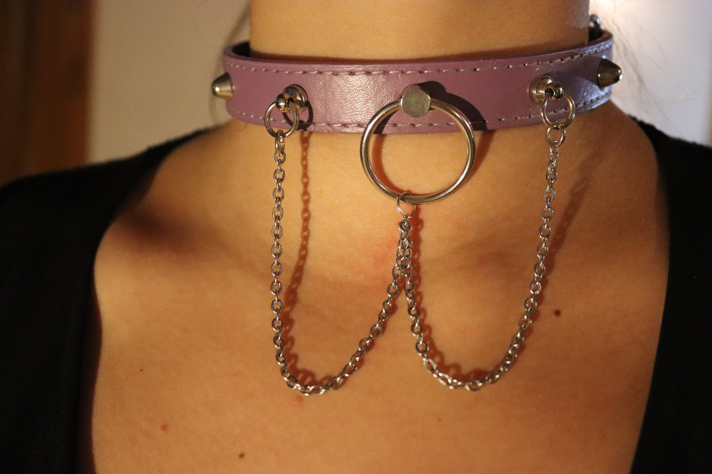 Choker Ecopelle Viola e Acciaio