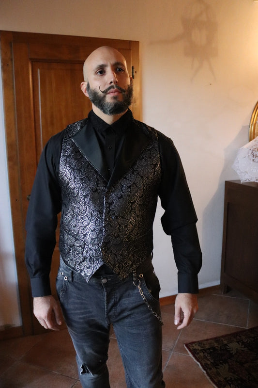 Damask Lurex Waistcoat with Lapels