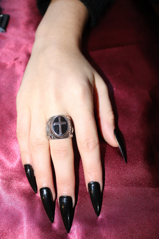 Steel Ring with Cross