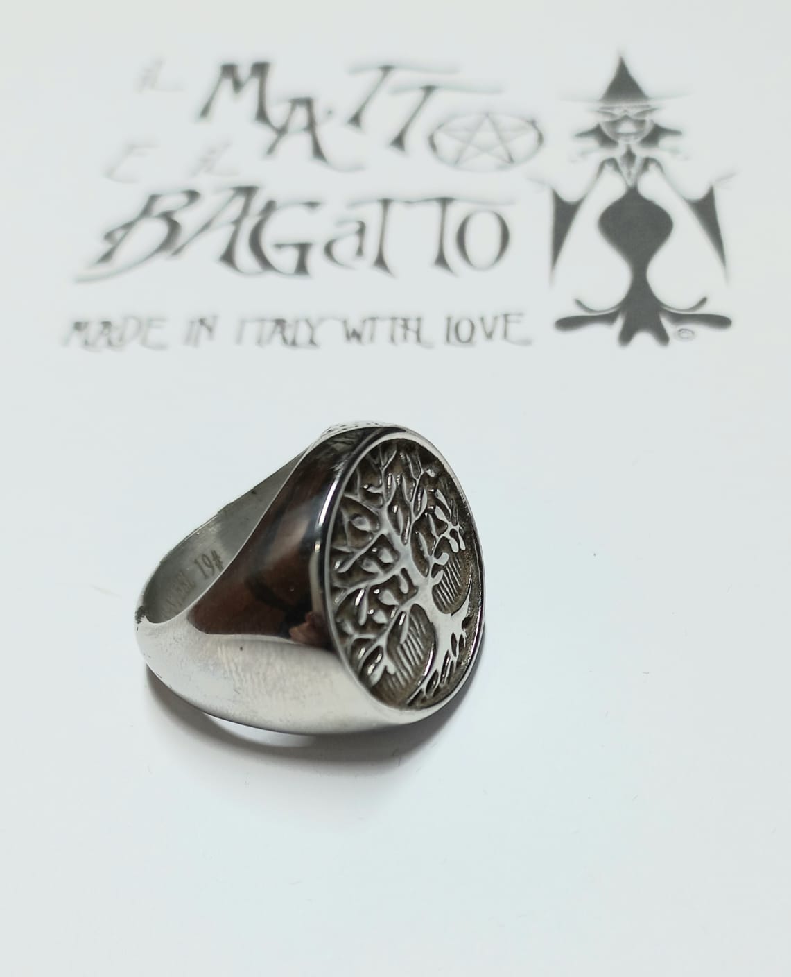 Anello in Acciaio con Albero della Vita