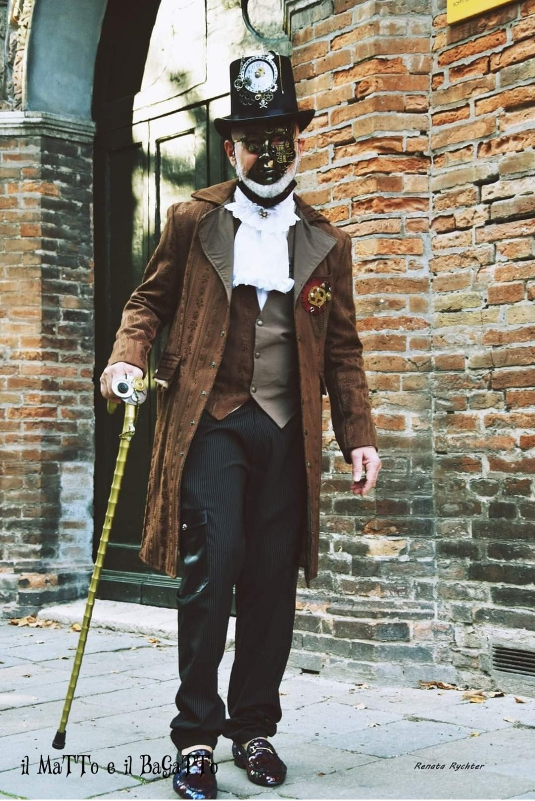 Giacca Lunga Steampunk Damascata Marrone