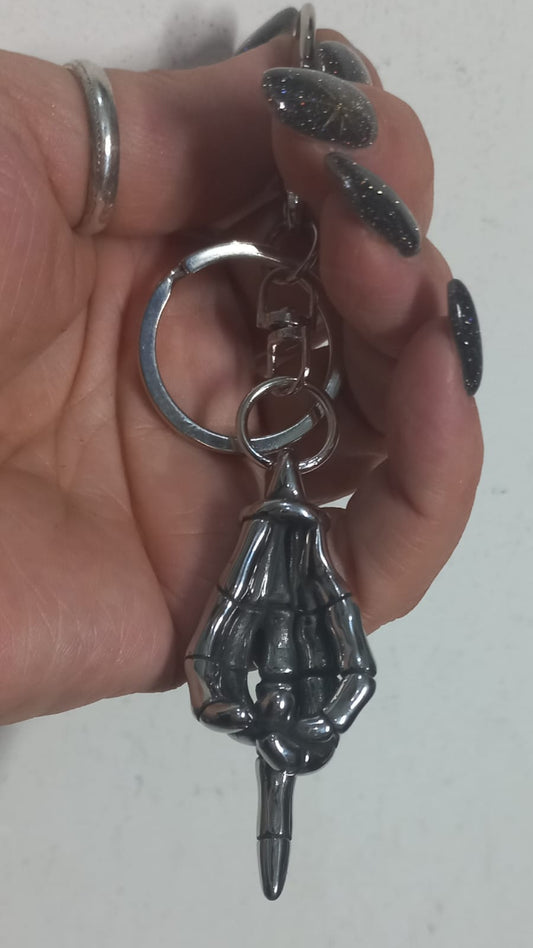 Portachiavi in Acciaio Mano Rock Dito medio